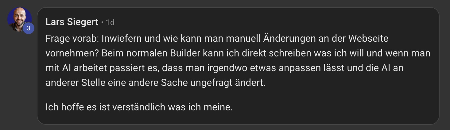 Frage von Lars Siegert: Inwiefern und wie kann man manuell Änderungen an der Webseite vornehmen?