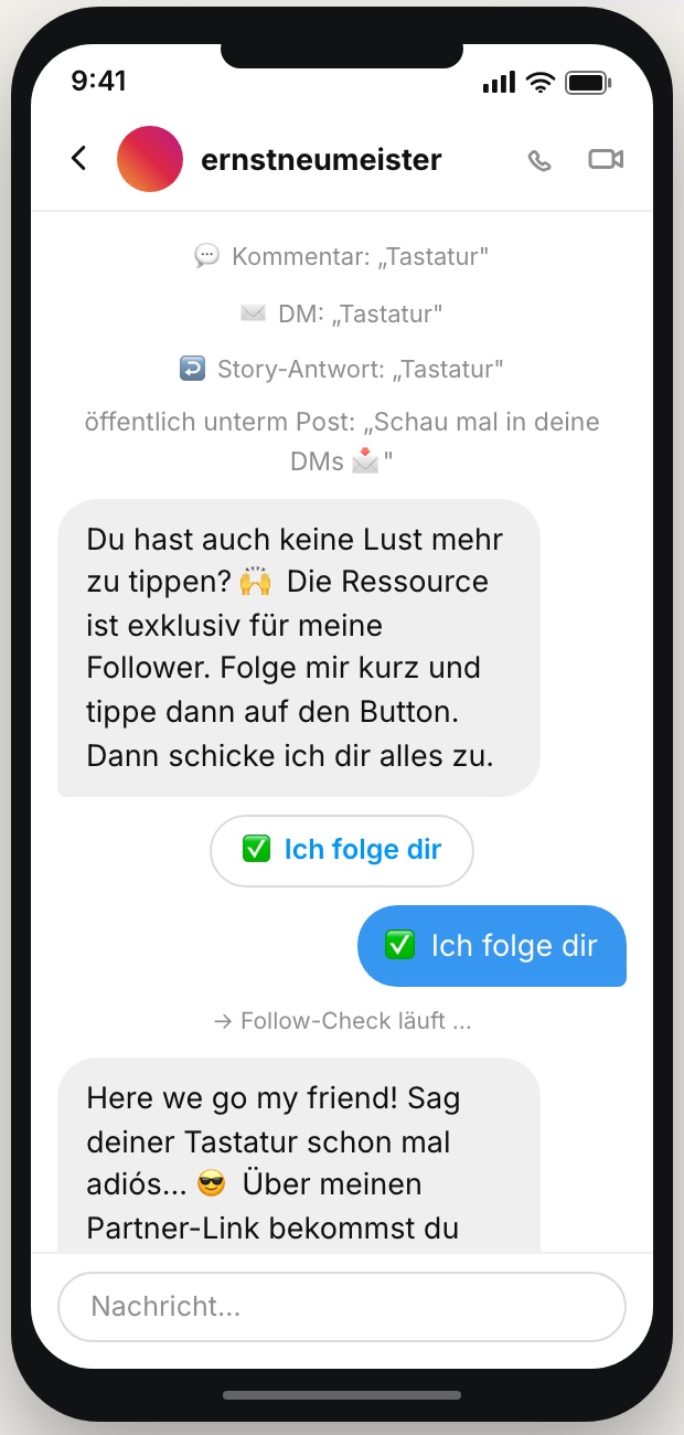 Automatische DM aus meinem ManyChat-Ersatz